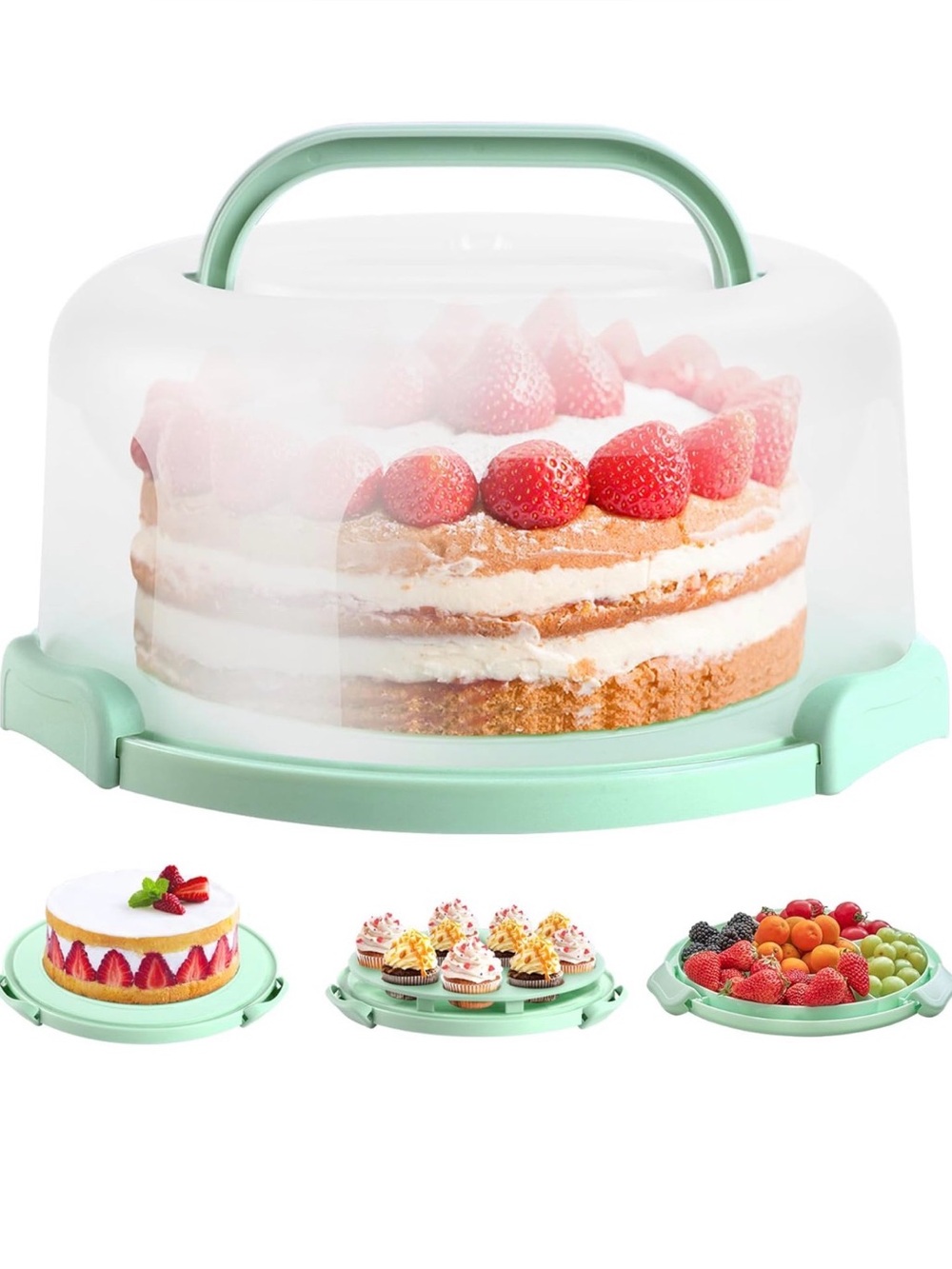 New Open Box Cake Carrier with Lid and Handle, Ohuhu BPA-Free Cake Containers